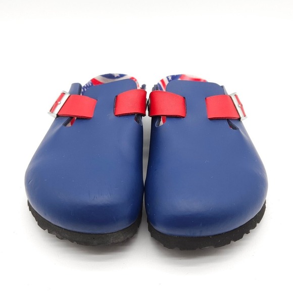 Birkenstock Birki's Boston Women's 37 Blue Clogs American Flag USA Slip On Shoes - Picture 3 of 9